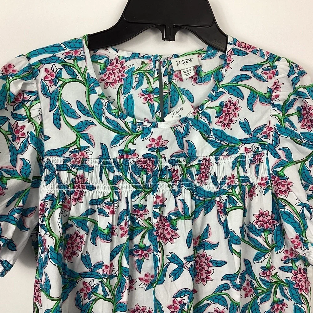 J. Crew Floral Puff Sleeve Blouse Size XXS NWT